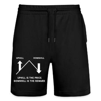 Gravity MTB: Uphill Is the Price, Downhill Reward - Stanley/Stella Trainer Unisex Organic Jogging Shorts - black - Front - Nik (191cm) & Marisol (170cm)