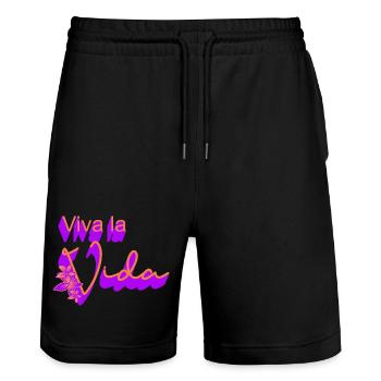 Auf das Leben Blumen-Design - Stanley/Stella Unisex Bio Joggingshorts Trainer  - Schwarz - Vorne - Nik (191cm) & Marisol (170cm)