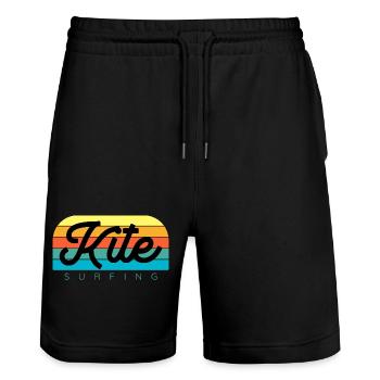 Kitesurfer Kiteboard Kitesurfen Kitesurf - Stanley/Stella Unisex Bio Joggingshorts Trainer  - Schwarz - Vorne - Nik (191cm) & Marisol (170cm)