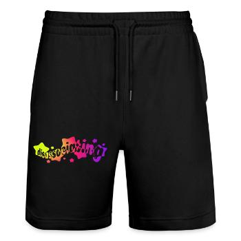 Dissoziation in Regenbogensternen (Farbverlauf) - Stanley/Stella Unisex Bio Joggingshorts Trainer  - Schwarz - Vorne - Nik (191cm) & Marisol (170cm)