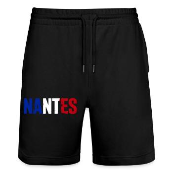 Nantes Frankreich - Stanley/Stella Unisex Bio Joggingshorts Trainer  - Schwarz - Vorne - Nik (191cm) & Marisol (170cm)