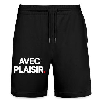 Avec plaisir - Short de jogging bio TRAINER Stanley/Stella unisexe - noir - Devant - Nik (191cm) & Marisol (170cm)