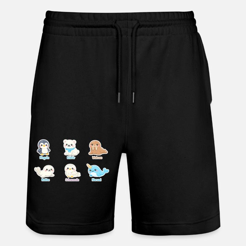 Kuschelige Arktis-Tierwelt - Stanley/Stella Unisex Bio Joggingshorts Trainer - Schwarz