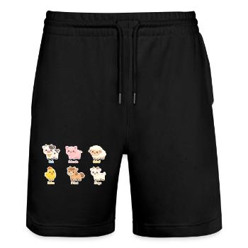 Kuschelige Tierfreunde Stickerset - Stanley/Stella Unisex Bio Joggingshorts Trainer  - Schwarz - Vorne - Nik (191cm) & Marisol (170cm)