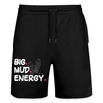 Big mud energy Schlammlauf Mud Run Muddy Race - Stanley/Stella Trainer Unisex Organic Jogging Shorts - black - Front - Nik (191cm) & Marisol (170cm)