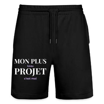 Mon Plus Beau Projet — C'est Moi - Short de jogging bio TRAINER Stanley/Stella unisexe - noir - Devant - Nik (191cm) & Marisol (170cm)