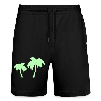 Tropical Palm Trees Silhouettes Duo - Stanley/Stella Trainer Unisex Organic Jogging Shorts - black - Front - Nik (191cm) & Marisol (170cm)