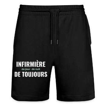 Infirmière de Toujours - Short de jogging bio TRAINER Stanley/Stella unisexe - noir - Devant - Nik (191cm) & Marisol (170cm)