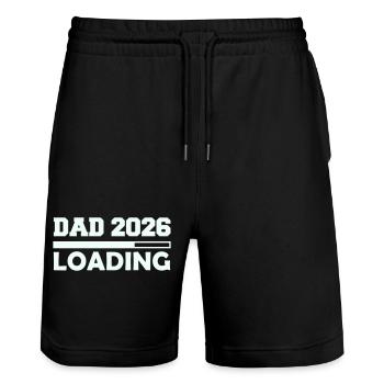Papa 2026 lädt - Stanley/Stella Unisex Bio Joggingshorts Trainer  - Schwarz - Vorne - Nik (191cm) & Marisol (170cm)