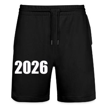 2026 - Short de jogging bio TRAINER Stanley/Stella unisexe - noir - Devant - Nik (191cm) & Marisol (170cm)