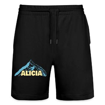 Geschenk für Alicia - Stanley/Stella Unisex Bio Joggingshorts Trainer  - Schwarz - Vorne - Nik (191cm) & Marisol (170cm)