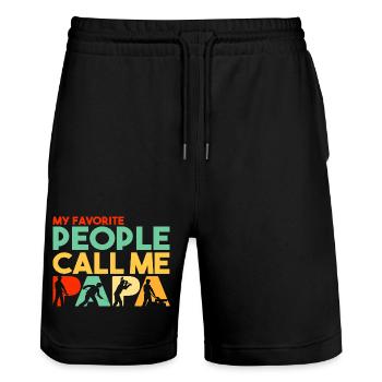 My Favorite People Call Me Papa Steel Worker - Stanley/Stella Trainer Unisex Organic Jogging Shorts - black - Front - Nik (191cm) & Marisol (170cm)