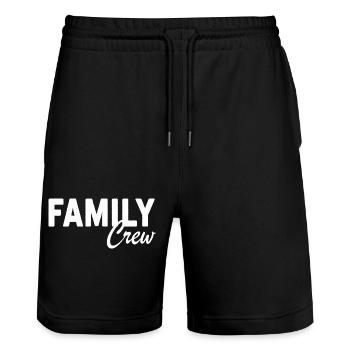 Family Crew Familien Outfit Familie Statement - Stanley/Stella Unisex Bio Joggingshorts Trainer  - Schwarz - Vorne - Nik (191cm) & Marisol (170cm)