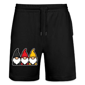 Trio des nains de jardin allemands Noir Rouge Or - Short de jogging bio TRAINER Stanley/Stella unisexe - noir - Devant - Nik (191cm) & Marisol (170cm)