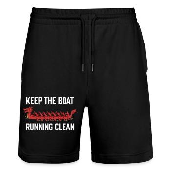 Dragon Boat Club Paddler Team Drachenboot Geschenk - Stanley/Stella Unisex Bio Joggingshorts Trainer  - Schwarz - Vorne - Nik (191cm) & Marisol (170cm)
