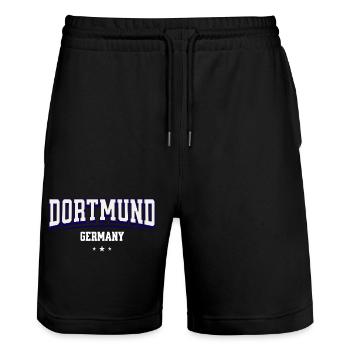 Dortmund Shirt für Deutschland Fans - Stanley/Stella Unisex Bio Joggingshorts Trainer  - Schwarz - Vorne - Nik (191cm) & Marisol (170cm)