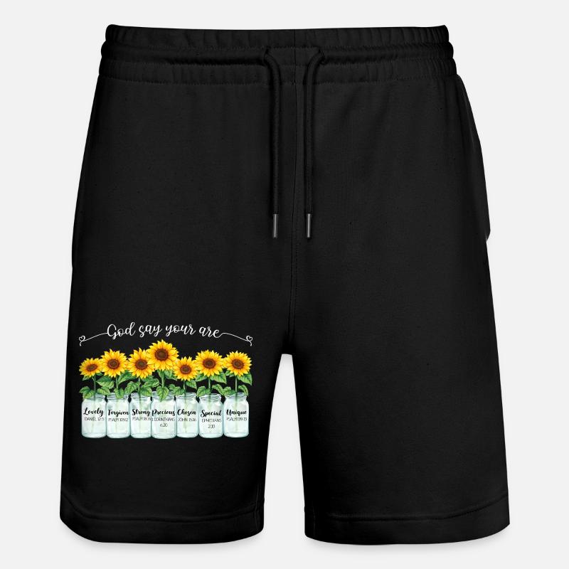 Jésus chrétien inspirant de tournesols - Short de jogging bio TRAINER Stanley/Stella unisexe - noir