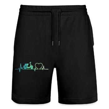 Heartbeat Scooter Motor Scooter - Stanley/Stella Trainer Unisex Organic Jogging Shorts - black - Front - Nik (191cm) & Marisol (170cm)
