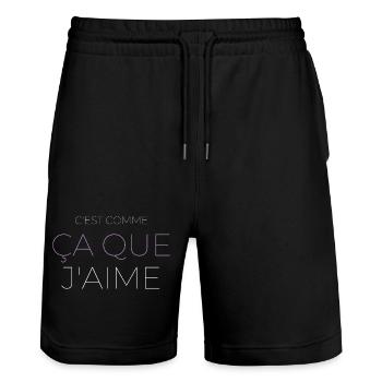 C'est Comme Ça Que J'aime - Short de jogging bio TRAINER Stanley/Stella unisexe - noir - Devant - Nik (191cm) & Marisol (170cm)
