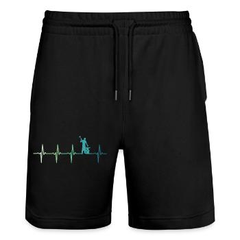 forgeron marteau battement de coeur métallier - Short de jogging bio TRAINER Stanley/Stella unisexe - noir - Devant - Nik (191cm) & Marisol (170cm)