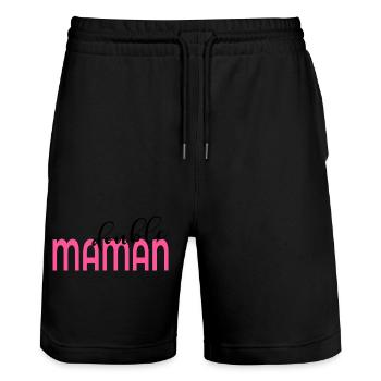 Mutter von zwei Kindern - Stanley/Stella Unisex Bio Joggingshorts Trainer  - Schwarz - Vorne - Nik (191cm) & Marisol (170cm)
