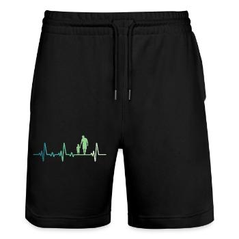 Father and Son Heartbeat Gift Dad Son - Stanley/Stella Trainer Unisex Organic Jogging Shorts - black - Front - Nik (191cm) & Marisol (170cm)