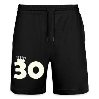 30_krone - Stanley/Stella Unisex Bio Joggingshorts Trainer  - Schwarz - Vorne - Nik (191cm) & Marisol (170cm)