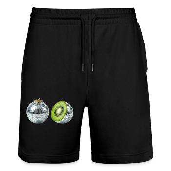Kiwi Disco Mirror Ball - Stanley/Stella Trainer Unisex Organic Jogging Shorts - black - Front - Nik (191cm) & Marisol (170cm)