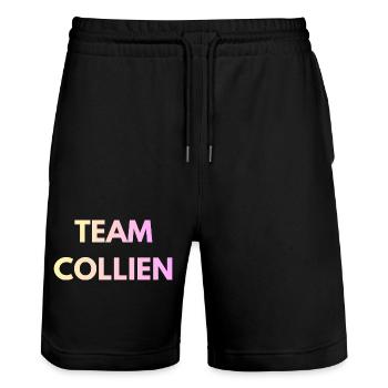 Team Collien Gradient Text - Stanley/Stella Trainer Unisex Organic Jogging Shorts - black - Front - Nik (191cm) & Marisol (170cm)