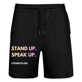 Stand Up, Speak Up  - Stanley/Stella Unisex Bio Joggingshorts Trainer  - Schwarz - Vorne - Nik (191cm) & Marisol (170cm)