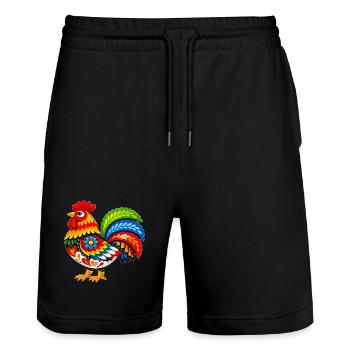 Colorful Kugut in Folk Style - Stanley/Stella Trainer Unisex Organic Jogging Shorts - black - Front - Nik (191cm) & Marisol (170cm)