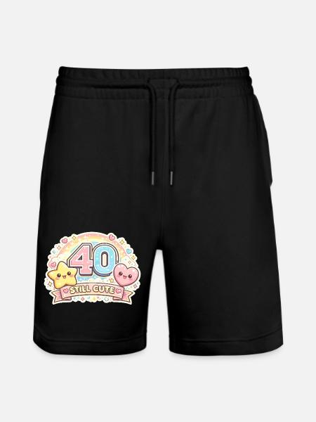 40 Still Cute – Kawaii Cheers - Stanley/Stella Trainer Unisex Organic Jogging Shorts - black