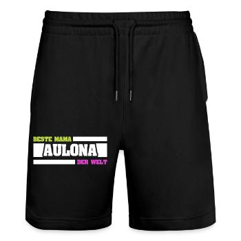 Beste Mama Alona der Welt - Stanley/Stella Unisex Bio Joggingshorts Trainer  - Schwarz - Vorne - Nik (191cm) & Marisol (170cm)