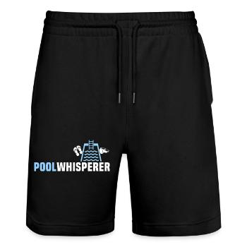 Schwimmmeister Liebe Bademeister Schwimmer - Stanley/Stella Unisex Bio Joggingshorts Trainer  - Schwarz - Vorne - Nik (191cm) & Marisol (170cm)