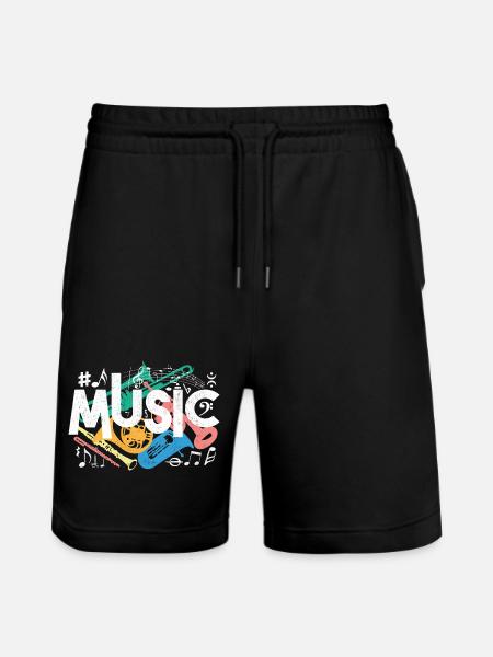 Farbenfrohe Musikmotive - Stanley/Stella Unisex Bio Joggingshorts Trainer  - Schwarz