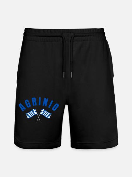 Bogen-Agrinio mit griechischen Flaggen - Stanley/Stella Unisex Bio Joggingshorts Trainer - Schwarz