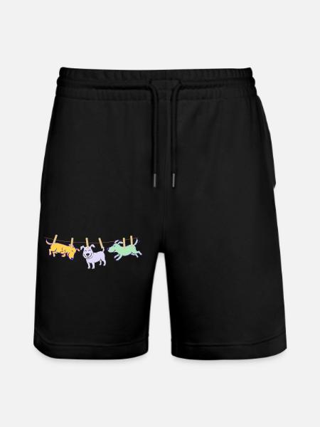 Dog T-Shirt Funny Clothesline Gift Idea - Stanley/Stella Trainer Unisex Organic Jogging Shorts - black