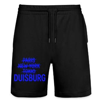 Duisburg, Ruhrpott, Ruhr Area City Hoodie, Mug - Stanley/Stella Trainer Unisex Organic Jogging Shorts - black - Front - Nik (191cm) & Marisol (170cm)