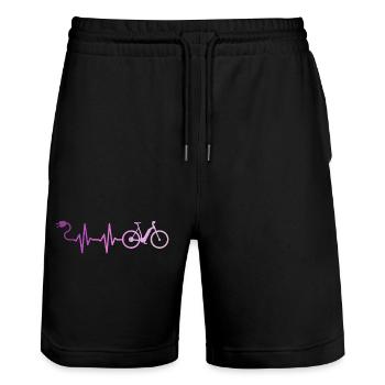 E-Bike Fahrrad Radfahrer Frauen - Stanley/Stella Unisex Bio Joggingshorts Trainer  - Schwarz - Vorne - Nik (191cm) & Marisol (170cm)