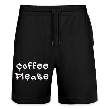 COFFEE_PLEASE - Stanley/Stella Unisex Bio Joggingshorts Trainer  - Schwarz - Vorne - Nik (191cm) & Marisol (170cm)