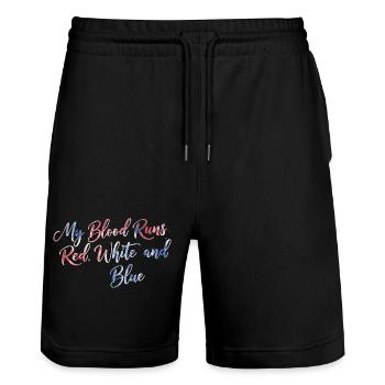 Le sang coule rouge blanc bleu - Short de jogging bio TRAINER Stanley/Stella unisexe - noir - Devant - Nik (191cm) & Marisol (170cm)