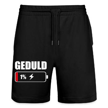 Geduld 1% – Lustiger Spruch fürs Büro & Arbeit - Stanley/Stella Unisex Bio Joggingshorts Trainer  - Schwarz - Vorne - Nik (191cm) & Marisol (170cm)