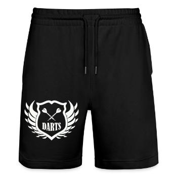 darts_shield - Stanley/Stella Unisex Bio Joggingshorts Trainer  - Schwarz - Vorne - Nik (191cm) & Marisol (170cm)