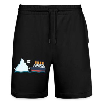 Titanic Funny Titanic and I-ceberg Poke Parody - Stanley/Stella Trainer Unisex Organic Jogging Shorts - black - Front - Nik (191cm) & Marisol (170cm)