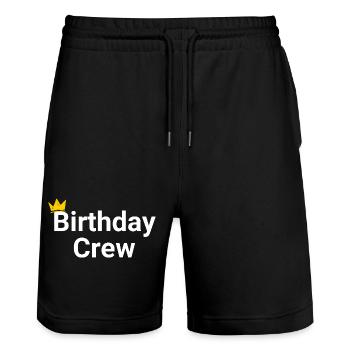 Birthday Crew - Stanley/Stella Trainer Unisex Organic Jogging Shorts - black - Front - Nik (191cm) & Marisol (170cm)