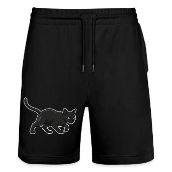 Black Cat Silhouette Panther Hunter Vintage - Stanley/Stella Trainer Unisex Organic Jogging Shorts - black - Front - Nik (191cm) & Marisol (170cm)