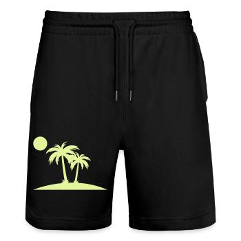 Palm Island at the Circle of the Sun - Stanley/Stella Trainer Unisex Organic Jogging Shorts - black - Front - Nik (191cm) & Marisol (170cm)