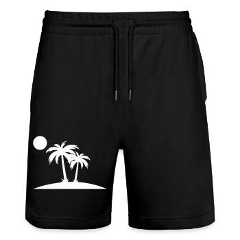 Palm Island Silhouette on the Beach - Stanley/Stella Trainer Unisex Organic Jogging Shorts - black - Front - Nik (191cm) & Marisol (170cm)