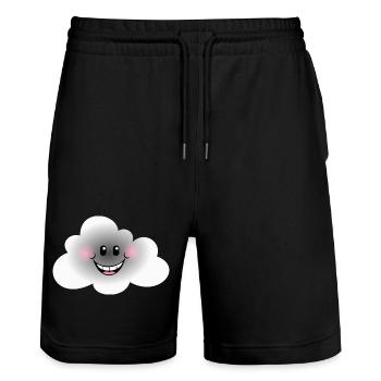 Happy Cloud - Stanley/Stella Trainer Unisex Organic Jogging Shorts - black - Front - Nik (191cm) & Marisol (170cm)