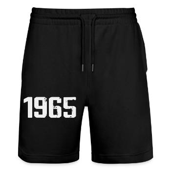 Legendary Since 1965 Vintage 1965 Retro 1965 - Stanley/Stella Trainer Unisex Organic Jogging Shorts - black - Front - Nik (191cm) & Marisol (170cm)